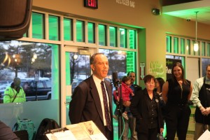 Chip Paillex, founder of America’s Grow a Row speaks at the West Windsor store.